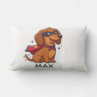 Söt superhjälte-dachshund med anpassat namn för ba lumbarkudde