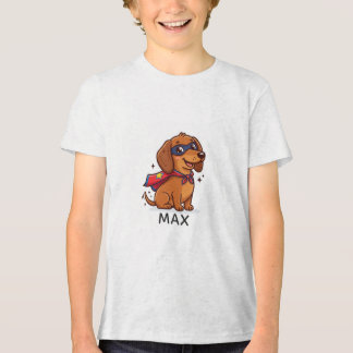 Söt superhjälte-dachshund med anpassat namn för ba t shirt
