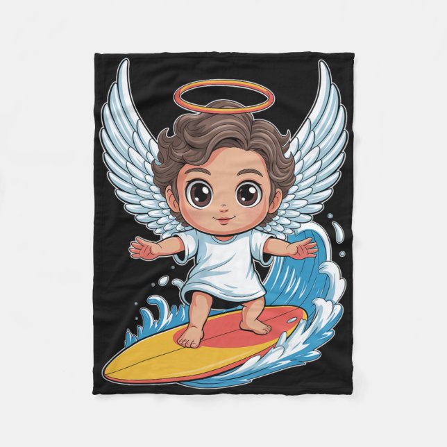 Söt Surfande Ängel Chibi  Fleecefilt (Framsidan)
