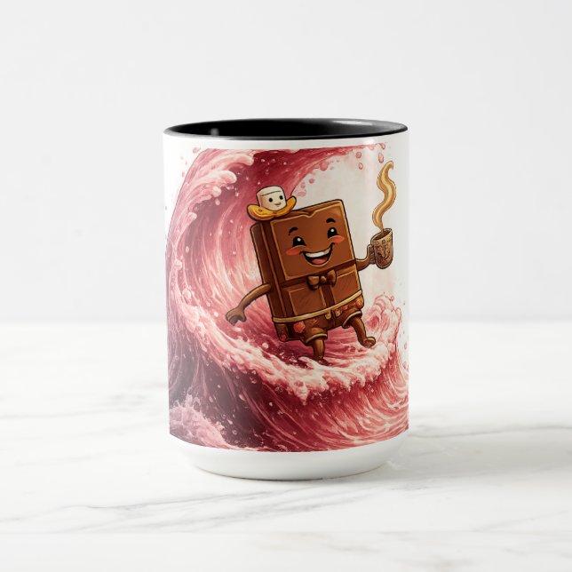 Söt Surfande Choklad och Kaffe Rosa Jordgubbe  Mugg (Center)