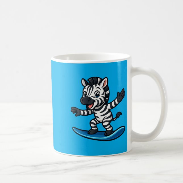 Söt surfande zebra rolig djur strand sommar vibbar kaffemugg (Höger)
