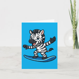 Söt surfande zebra rolig djur strand sommar vibbar kort