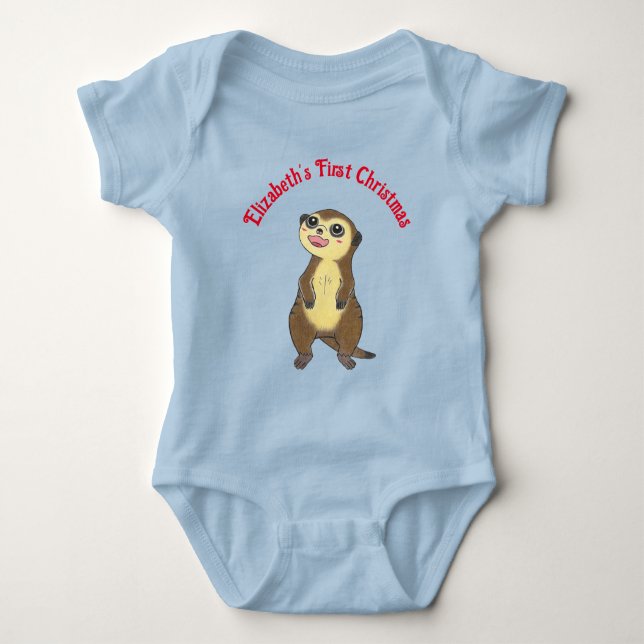 Söt surikat Min första jul Baby Body  T Shirt (Framsida)