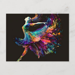 Söt Surreal Färg Stänk Dancing Ballerina Vykort
