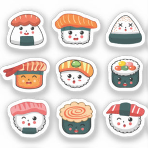 Söt sushi klistermärken