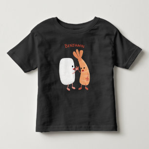 Söt sushi ris räka vänner tecknad serie t shirt