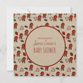 Söt Svamp  Baby Shower Trädgård Skog Tack Kort