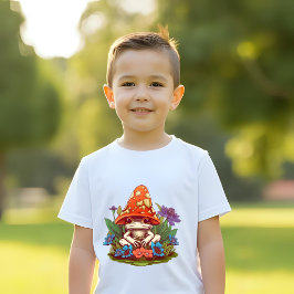 Söt Svamp Groda Blommig Fantasi T Shirt