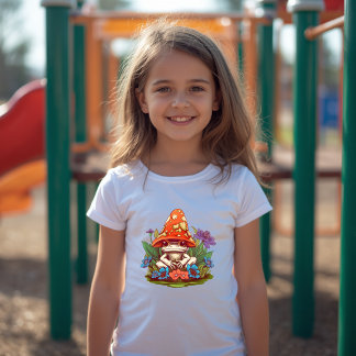 Söt Svamp Groda Blommig Fantasi T Shirt