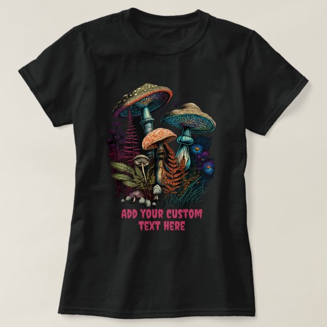Söt Svamp Hus Blomma, Svampälskare T Shirt (Design framsida)