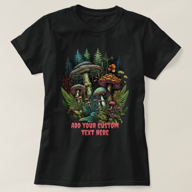 Söt Svamp Hus Blomma, Svampälskare T Shirt (Design framsida)