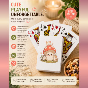Söt Svamp Katt Spelkort – Kawaii Cottageco