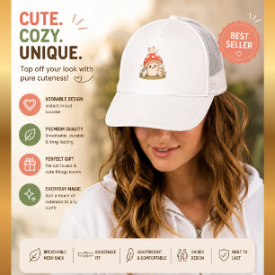 Söt Svamp Katt Trucker Hatt – Kawaii Cottagecore Keps