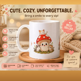 Söt Svamp & Kattungar Kaffe Mugg – Whimsical Stuga