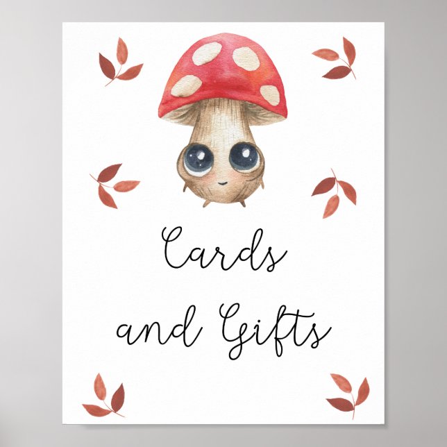 Söt svamp - kort och presenter baby shower affisch (Framsidan)