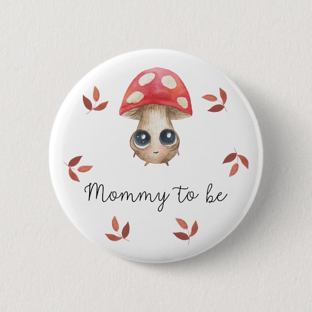 Söt svamp Mammor att bli Baby shower Knapp (Framsida)