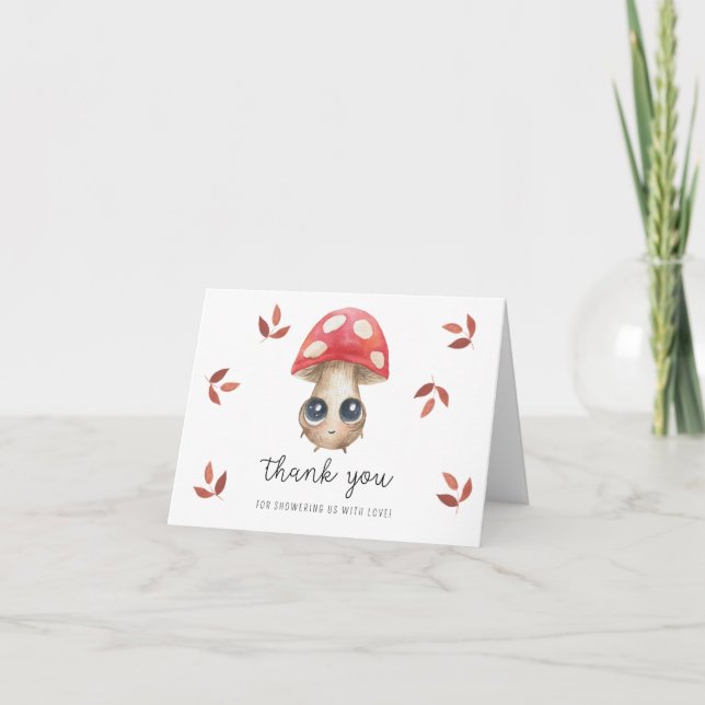 Söt svamp - tack för baby shower  kort (Framsida)
