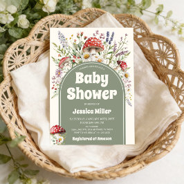 Söt Svamp Vattenfärg Baby Shower Inbjudan