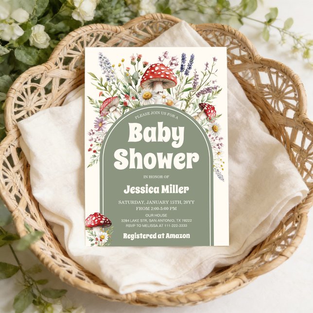 Söt Svamp Vattenfärg Baby Shower Inbjudan (Skapare uppladdad)