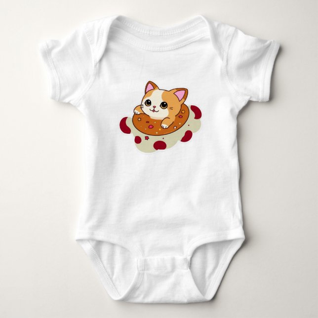Söt Svampkatt Flytande i Rymden T Shirt (Framsida)