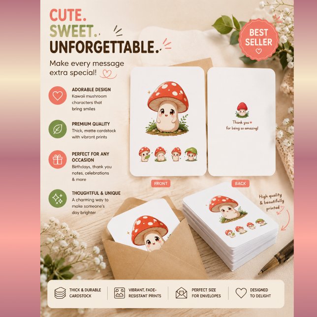 Söt svampkatt inbjudningskort – Kawaii Cottage (Skapare uppladdad)