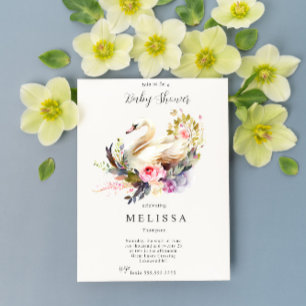 Söt Svan Baby Shower-inbjudan Inbjudningar