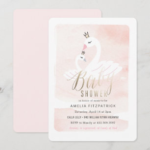 Söt Svan Baby Shower-inbjudan med olja Inbjudningar