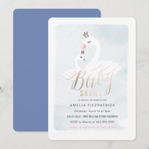 Söt Svan Baby Shower-inbjudan med olja Inbjudningar