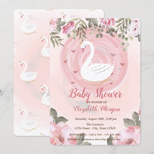Söt svan, Blommig baby shower inbjudan