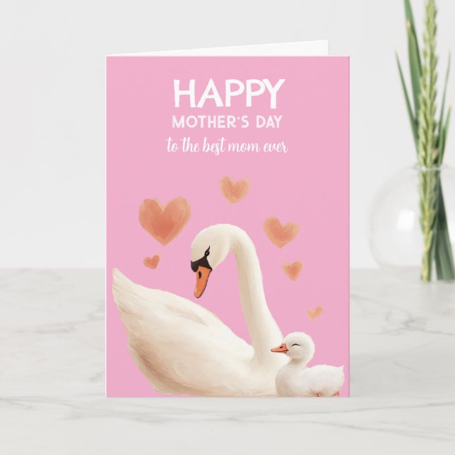 Söt svan djur tecknad glad mors dag kort (Framsida)