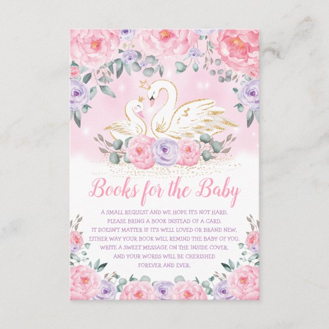 Söt Svan Princess Shower Bokar för Baby Bibliotek Tilläggskort (Framsida)