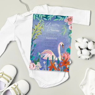 Söt svanfågel Elegant Blå & Rosa Bebis Shower Inbjudningar