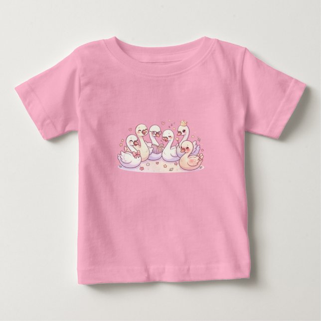 Söt svanfamilj barn t-shirt (Framsida)