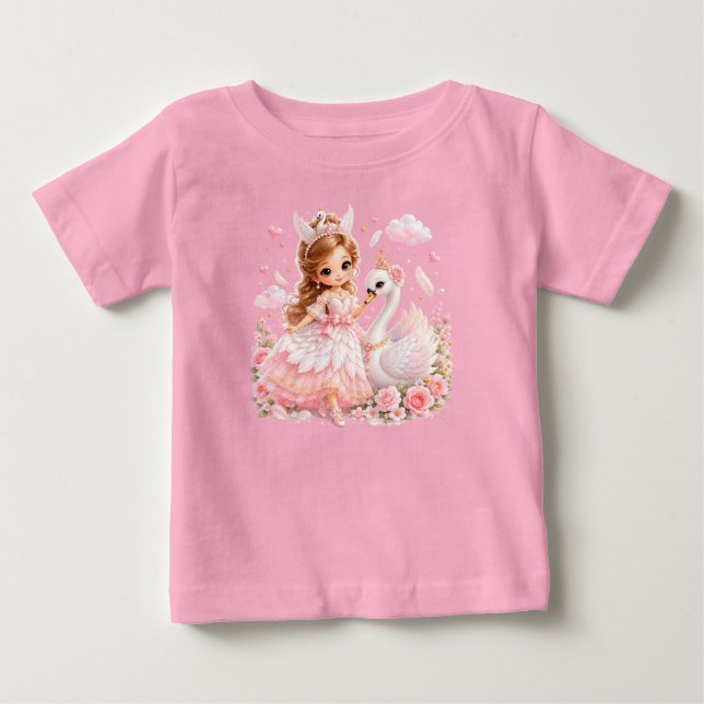 Söt svanprinsessa rosa saga t shirt (Framsida)