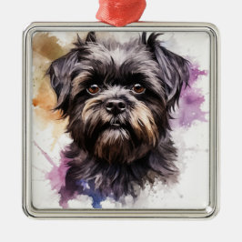 SÖT SVART AFFENPINSCHER VALP JULGRANSPRYDNAD METALL