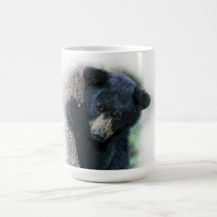 Söt svart björnunge foto akvarell kaffemugg