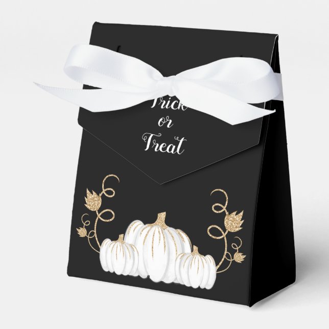 Söt Svart Bus eller Godis Pumpa Halloween Presentaskar (Framsidan Sidan)
