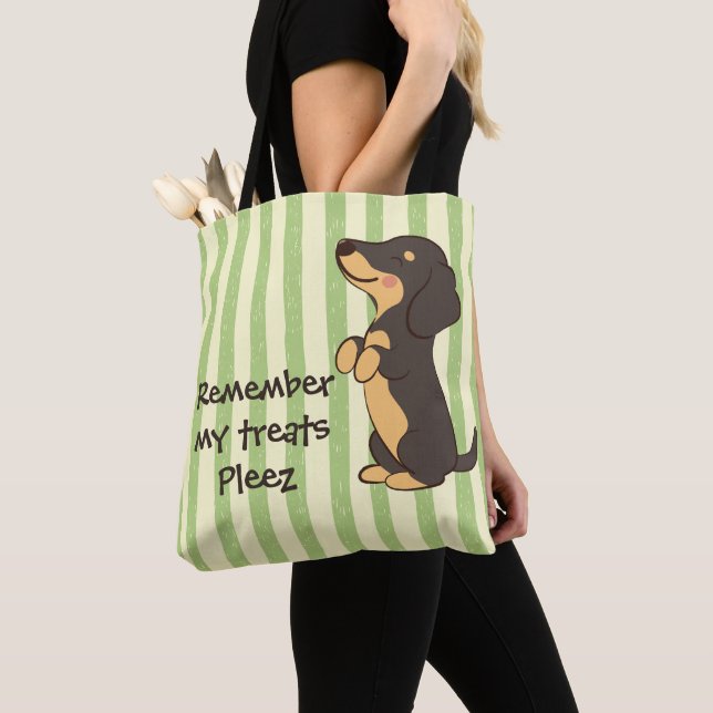 Söt svart dachshund som tigger efter godsbitar Ran Tygkasse (Närbild)