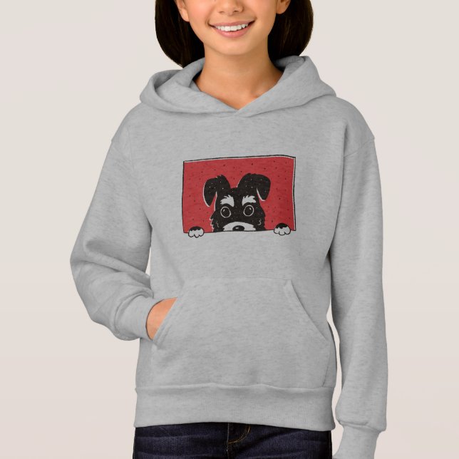 Söt svart dvärgschnauzer-valp t shirt (Framsida)