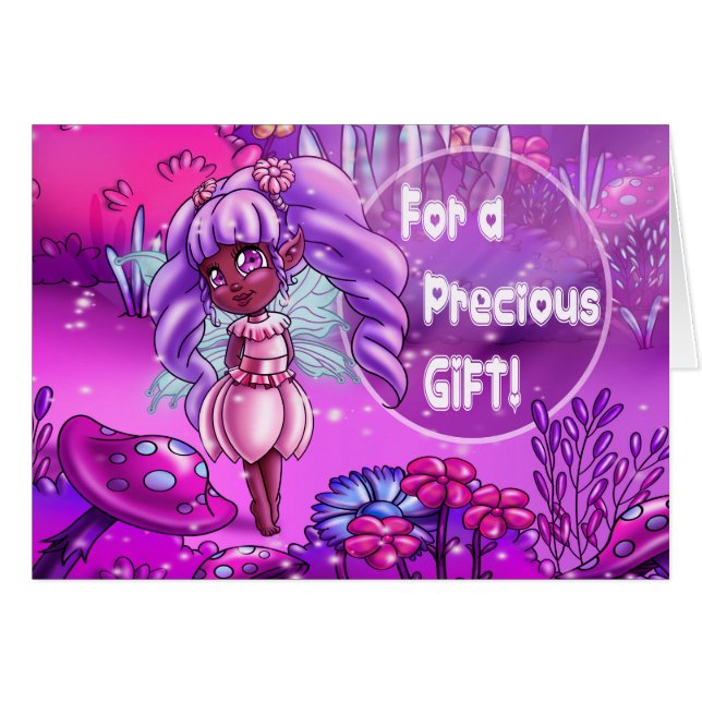 Söt svart Fairy Birthday Hälsningskort (Framsidan Horizontal)