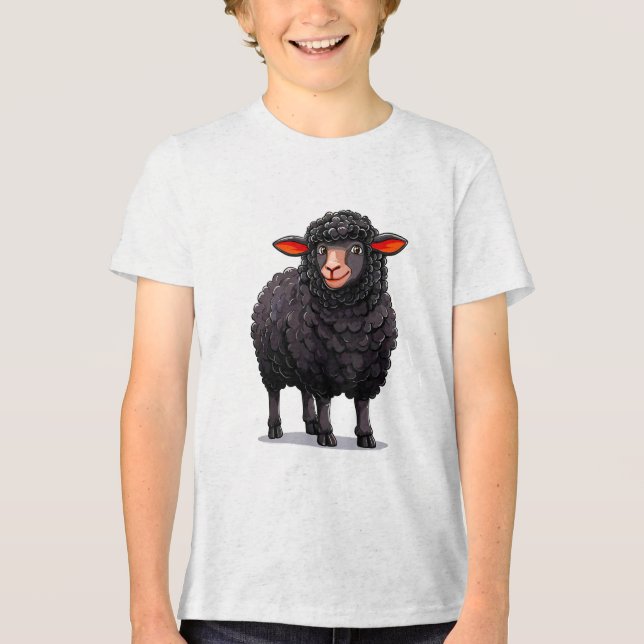 🐑🖤 Söt Svart Får Barn Djur Rolig Present ✨ T Shirt (Framsida)