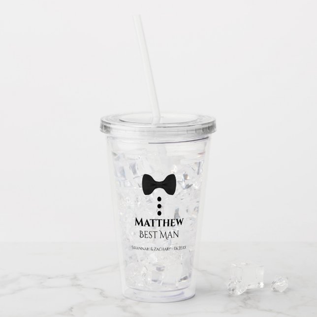 Söt svart flugknut & knappar Bästeman Bröllop Take Away Mugg (Framsida Ice)