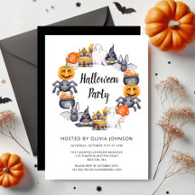 Söt Svart Glad Halloween-illustration Party