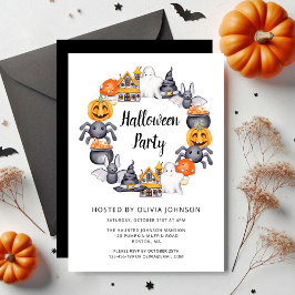 Söt Svart Glad Halloween-illustration Party Inbjudningar