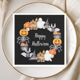 Söt Svart Glad Halloween-illustration Party Pappersservett
