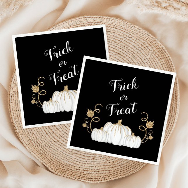 Söt svart glad halloween-pumpa pappersservett (Cute Black Happy Halloween Pumpkin Napkins)