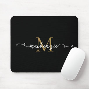 Söt svart guld skript typografi monogram musmatta