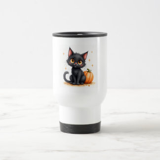 Söt svart halloween-katt resemugg