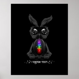 Söt svart kanin med chakra regnbågssjäl poster