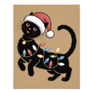 Söt svart katt älskare jul mamma present semester fototryck